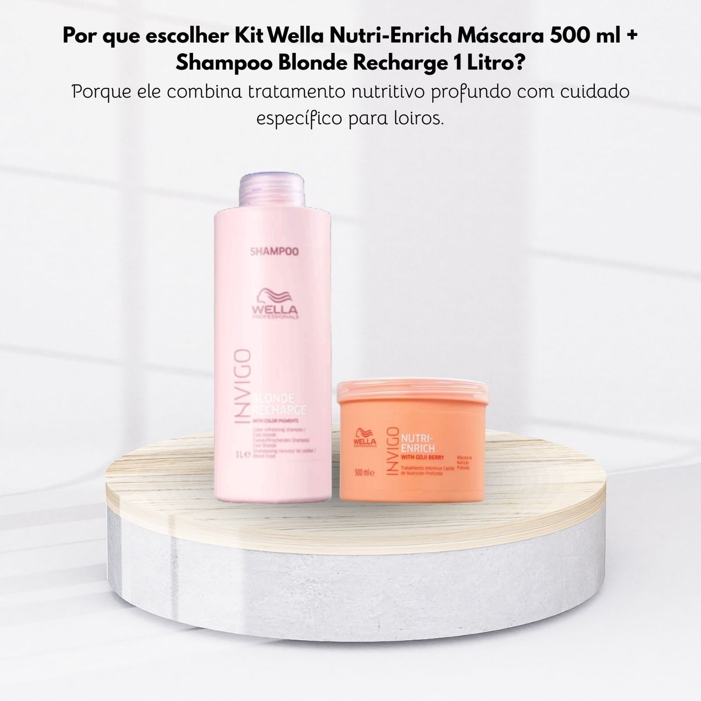 Kit Wella Nutri-Enrich Máscara 500 ml + Shampoo Blonde Recharge 1 Litro