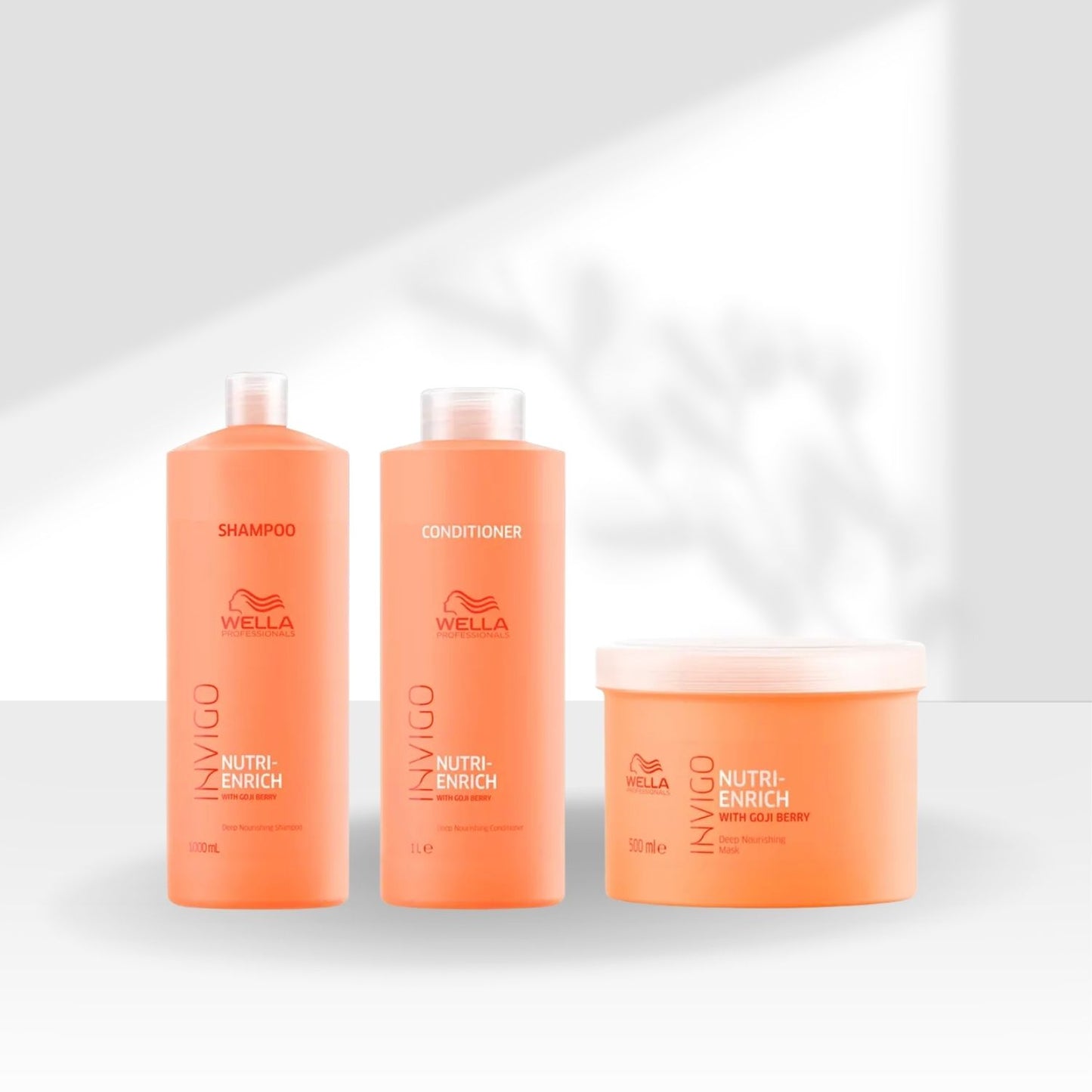 Kit Wella Nutri-Enrich Shampoo 1 Litro + Condicionador 1 Litro + Máscara 500 ml