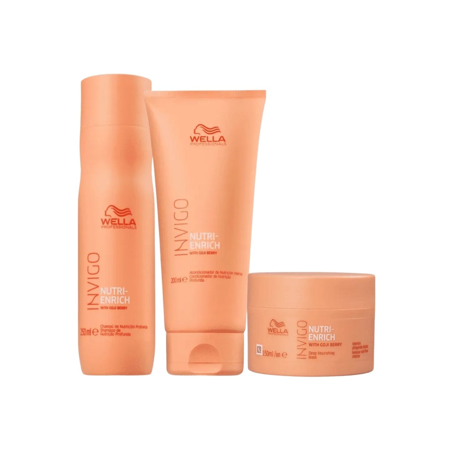 Kit Wella Nutri-Enrich Shampoo 250 ml + Condicionador 200 ml + Máscara 150 ml
