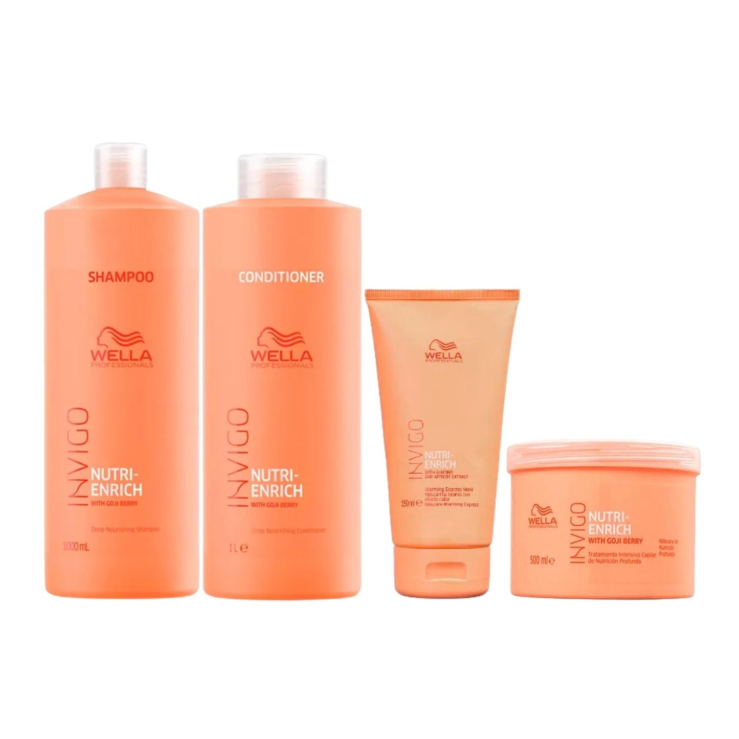 Kit Wella Nutri-Enrich Shampoo e Condicionador 1 Litro + Máscara 500 ml + Warm Express Mask 150 ml