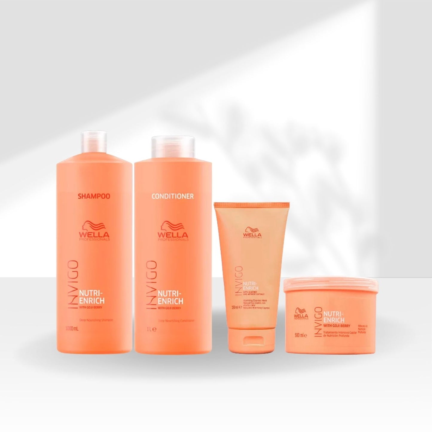 Kit Wella Nutri-Enrich Shampoo e Condicionador 1 Litro + Máscara 500 ml + Warm Express Mask 150 ml