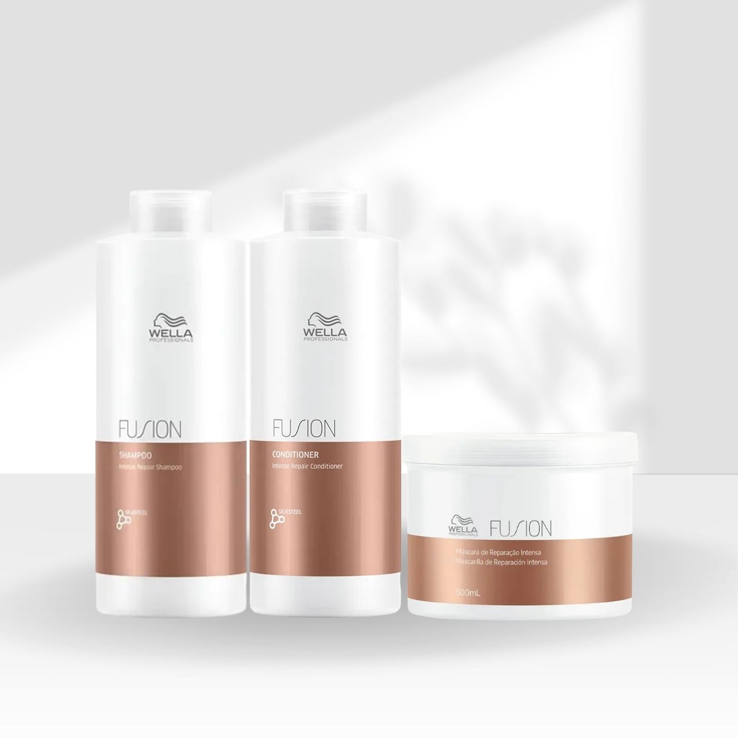 Kit Wella Fusion Shampoo + Condicionador 1 Litro + Máscara 500 ml