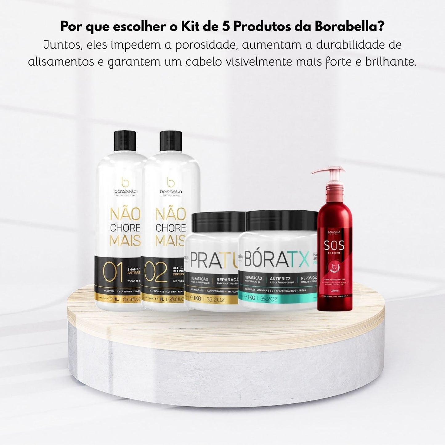 Kit Bórabella Progressiva Not Cry More 2 x 1 Litro + Boratox + PraTudo + SOS Extreme