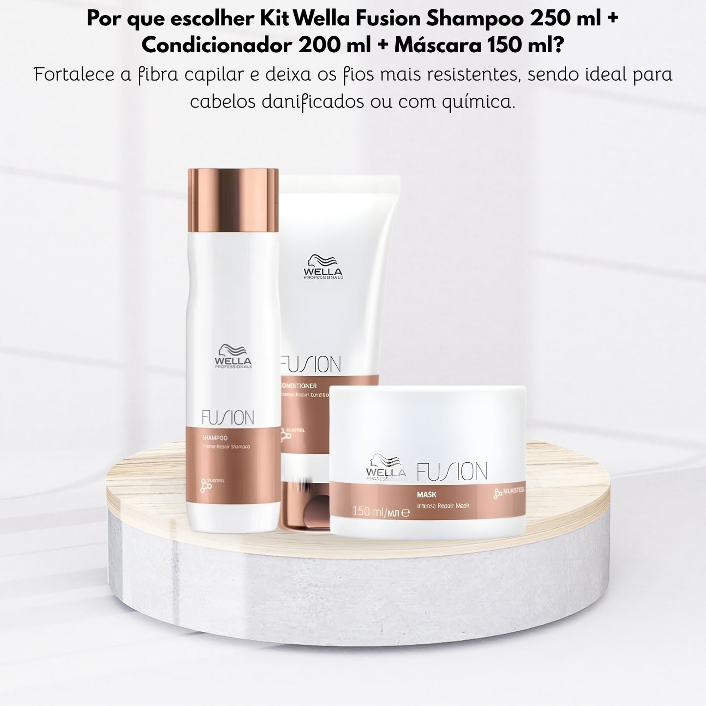 Kit Wella Fusion Shampoo 250 ml + Condicionador 200 ml + Máscara 150 ml