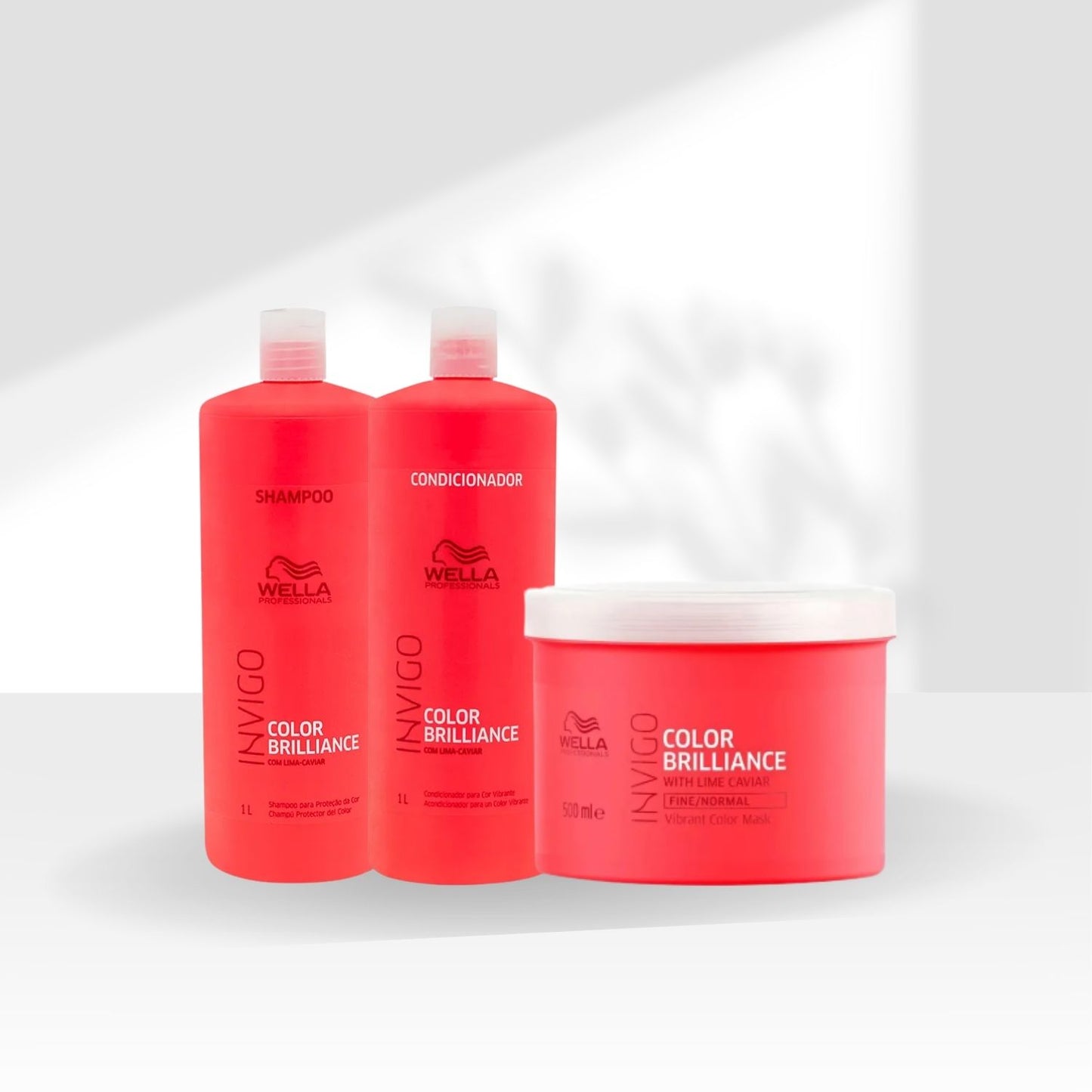 Kit Wella Invigo Color Brilliance Salon Shampoo + Condicionador 1 Litro + Máscara 500 ml
