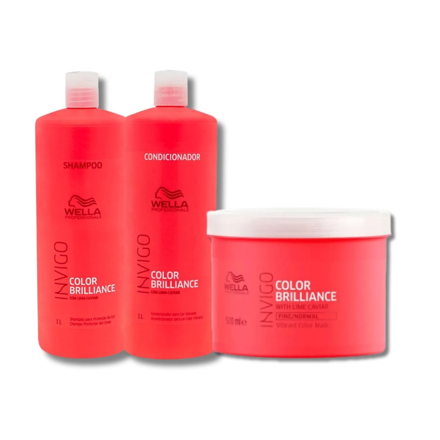 Kit Wella Invigo Color Brilliance Salon Shampoo + Condicionador 1 Litro + Máscara 500 ml