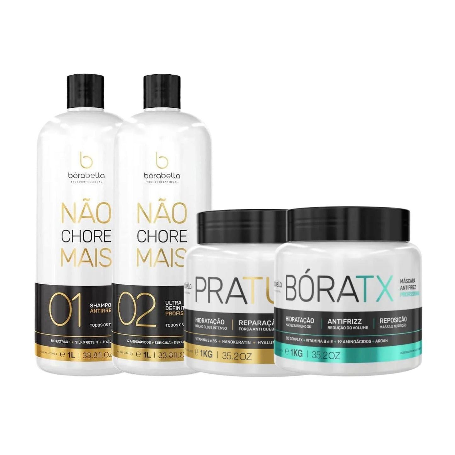 Kit Bórabella Progressiva Not Cry More 2 x 1 Litro + Boratox + PraTudo