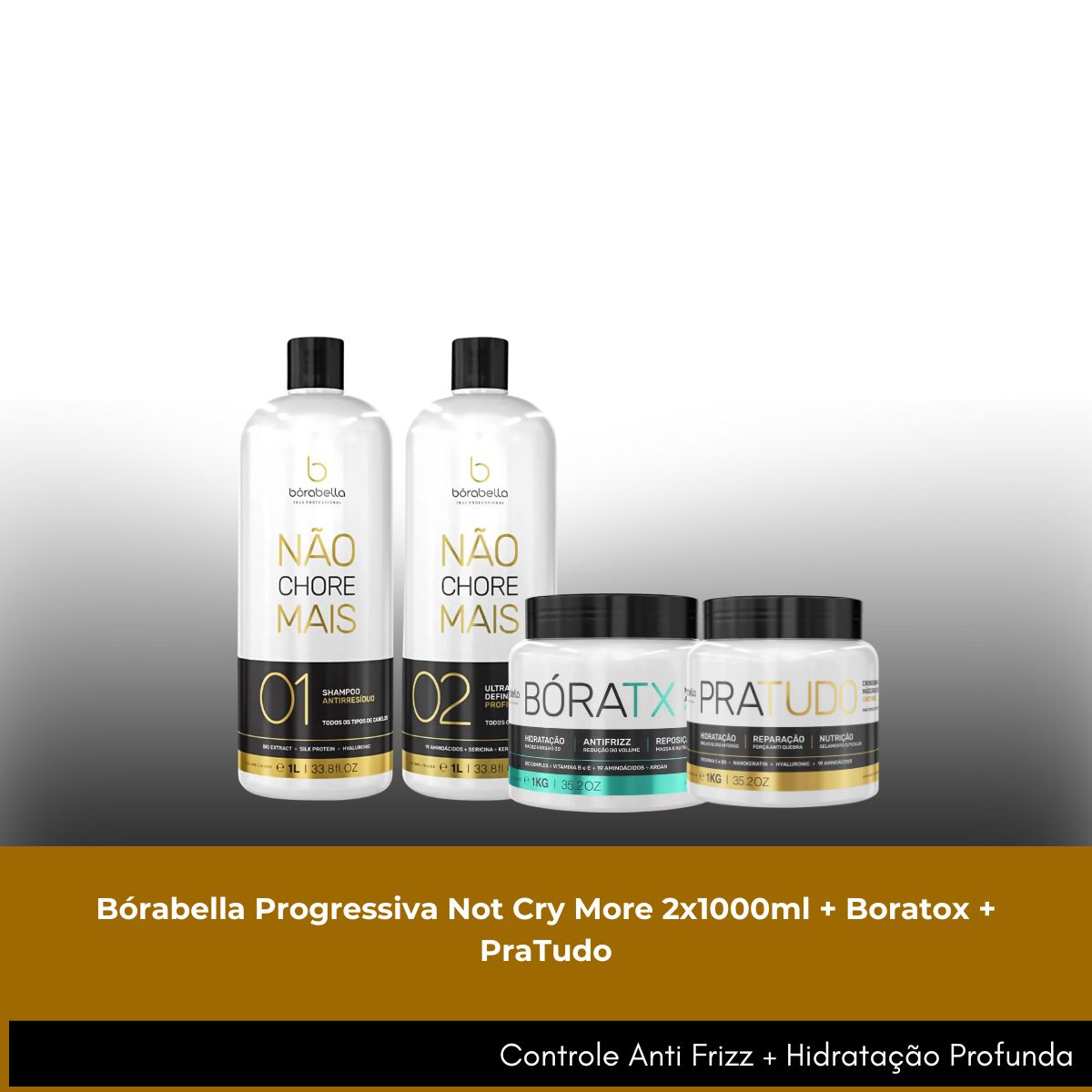 Kit Bórabella Progressiva Not Cry More 2 x 1 Litro + Boratox + PraTudo