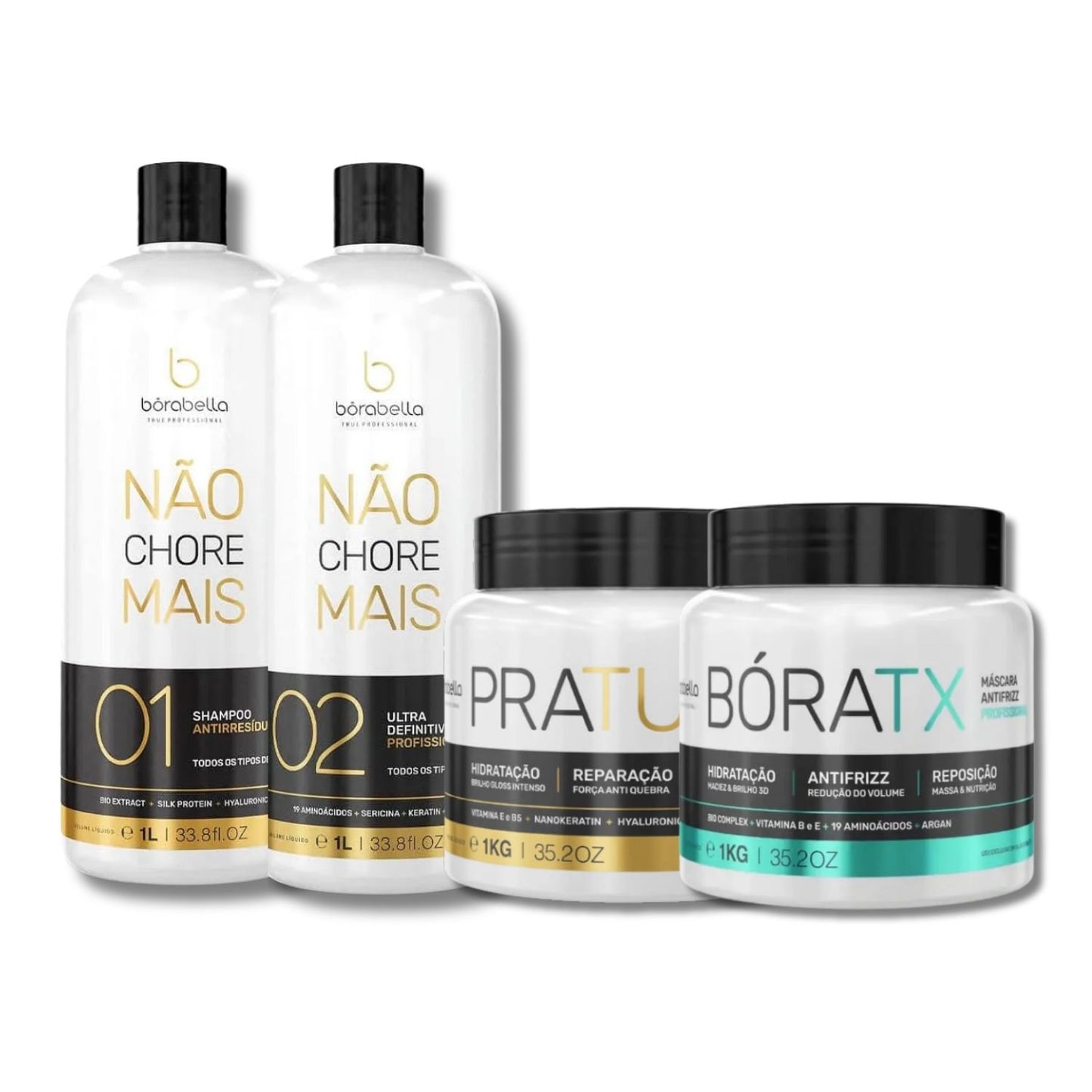 Kit Bórabella Progressiva Not Cry More 2 x 1 Litro + Boratox + PraTudo