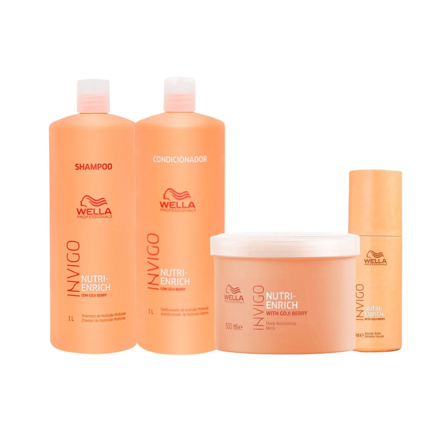 Kit Wella Invigo Nutri-Enrich Shampoo+Cond+Máscara+Leave-in
