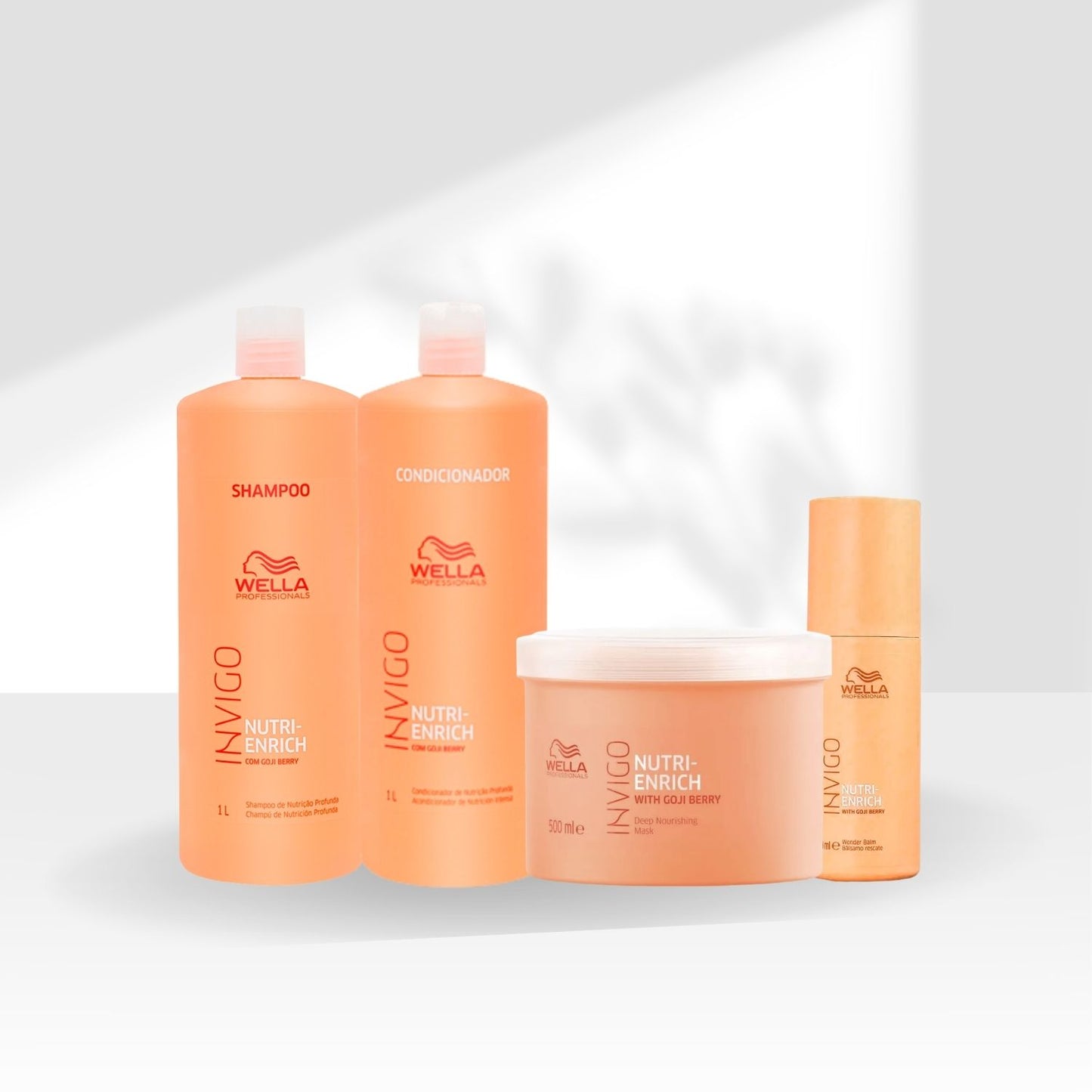Kit Wella Invigo Nutri-Enrich Shampoo+Cond+Máscara+Leave-in