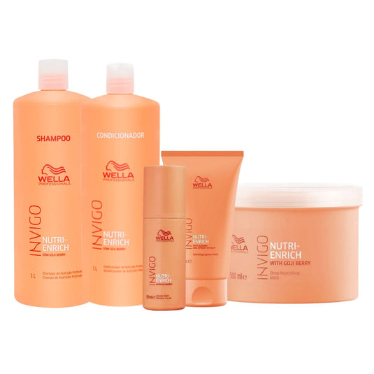 Kit Wella Invigo Nutri-Enrich Shampoo+Cond+Máscaras+Leave-in