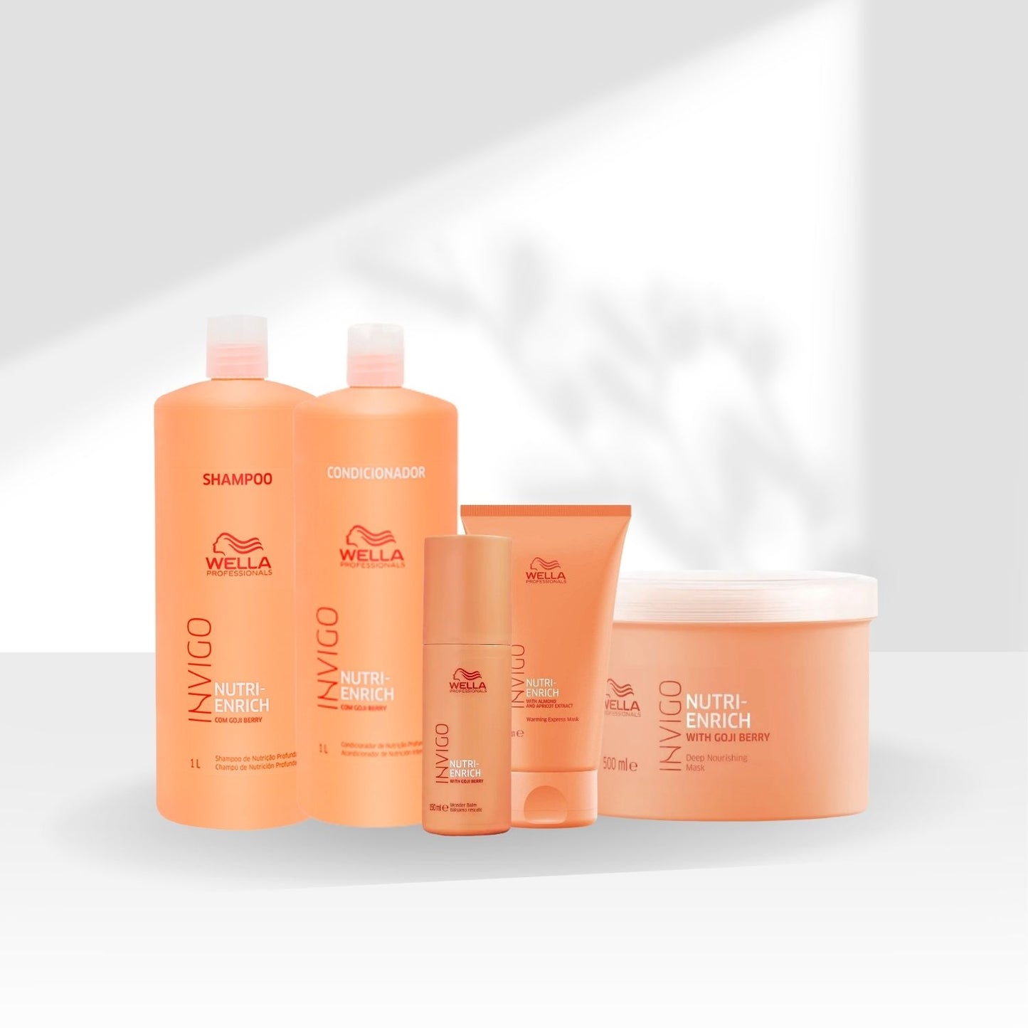 Kit Wella Invigo Nutri-Enrich Shampoo+Cond+Máscaras+Leave-in