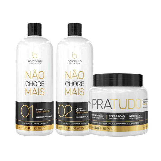 Kit Bórabella Progressiva Not Cry More 2 x 1 Litro + Máscara PraTudo 1 Kg