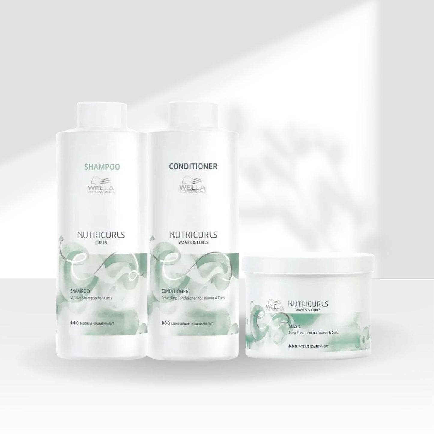 Kit Wella Nutricurls Salon Shampoo + Condicionador 1 Litro + Máscara 500 ml