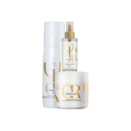 Kit Wella Oil Reflections Shampoo 250 ml + Máscara 150 ml + Oleo Light 100 ml