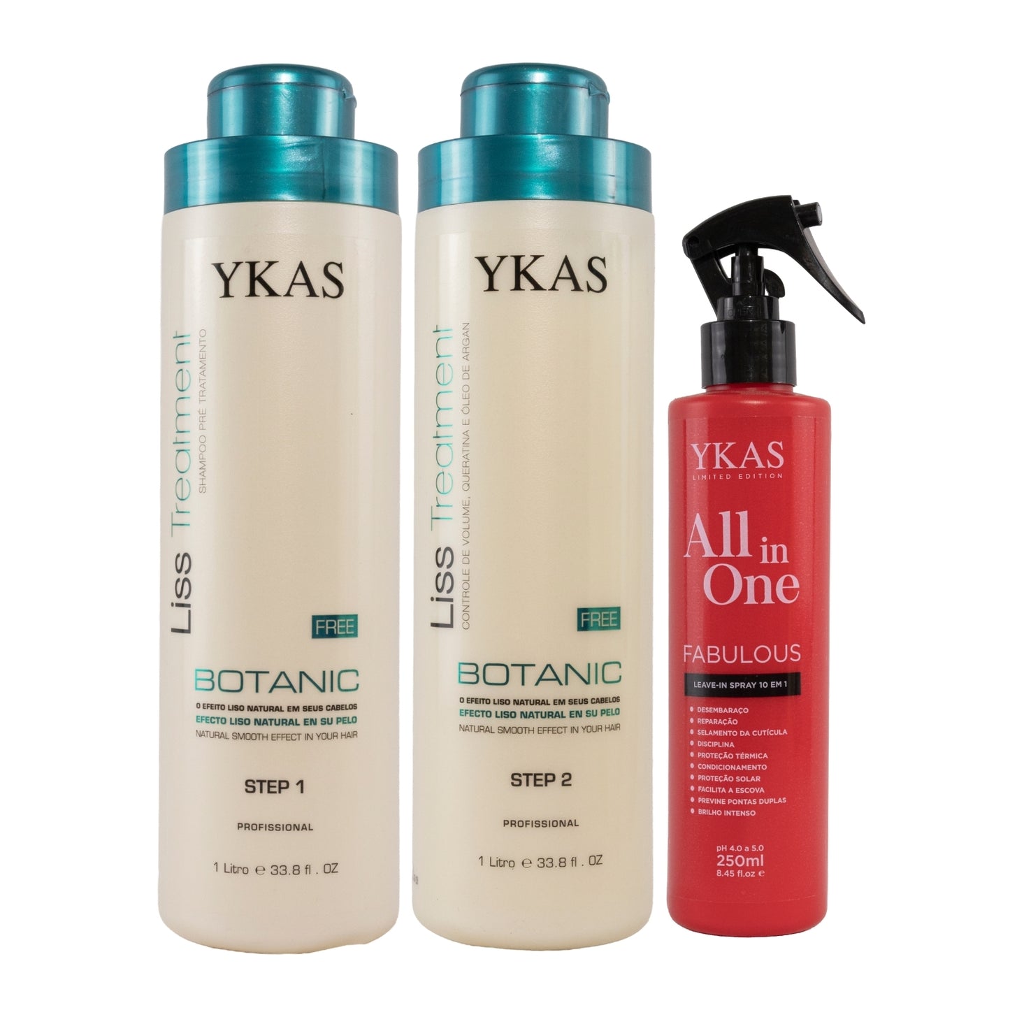 Kit Ykas Botanic Escova Progressiva Formol Free (2 x 1 Litro) + Fabulous All In One