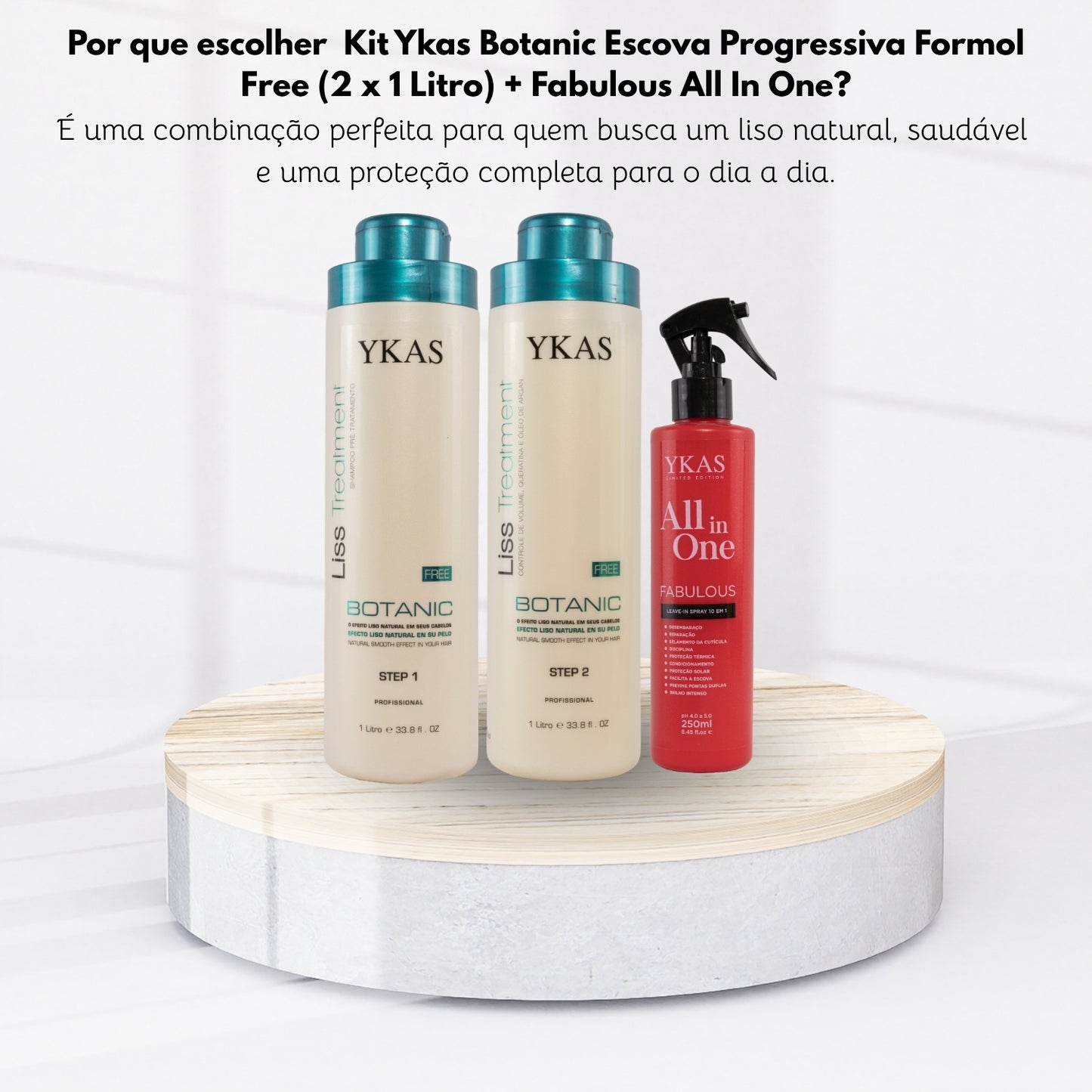 Kit Ykas Botanic Escova Progressiva Formol Free (2 x 1 Litro) + Fabulous All In One