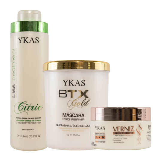 Kit Ykas Botox Capilar 1 Kg + Citric 1 Kg + Máscara Verniz 250 g
