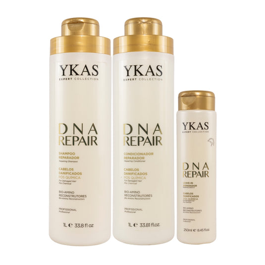 Kit Ykas Dna Repair Shampoo + Condicionador 1 Litro + Leave-in 250 ml