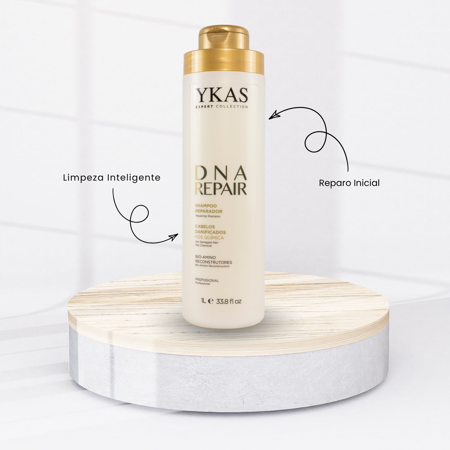 Kit Ykas Dna Repair Shampoo + Condicionador 1 Litro + Leave-in 250 ml
