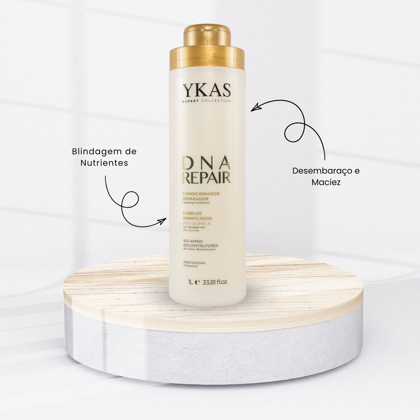 Kit Ykas Dna Repair Shampoo + Condicionador 1 Litro + Leave-in 250 ml