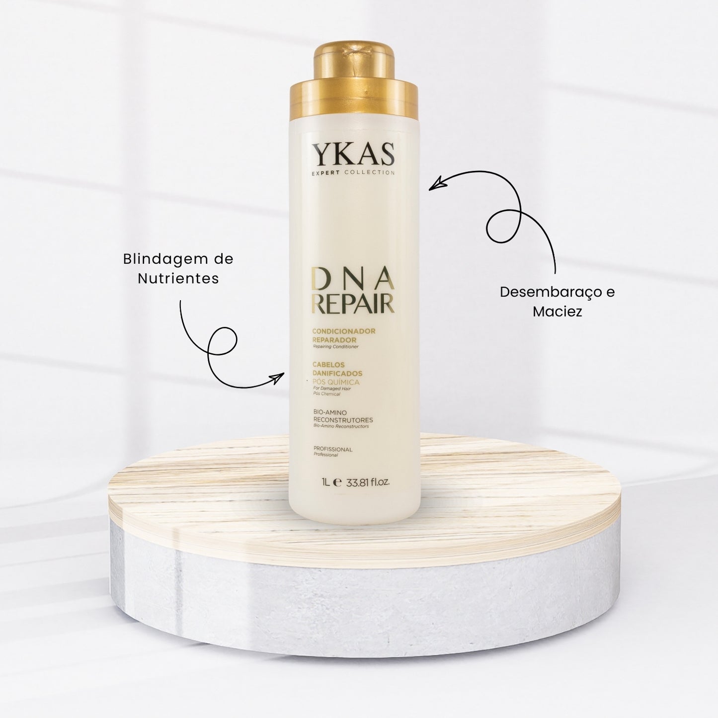Kit Ykas Dna Repair Shampoo + Condicionador 1 Litro + Máscara 250 g