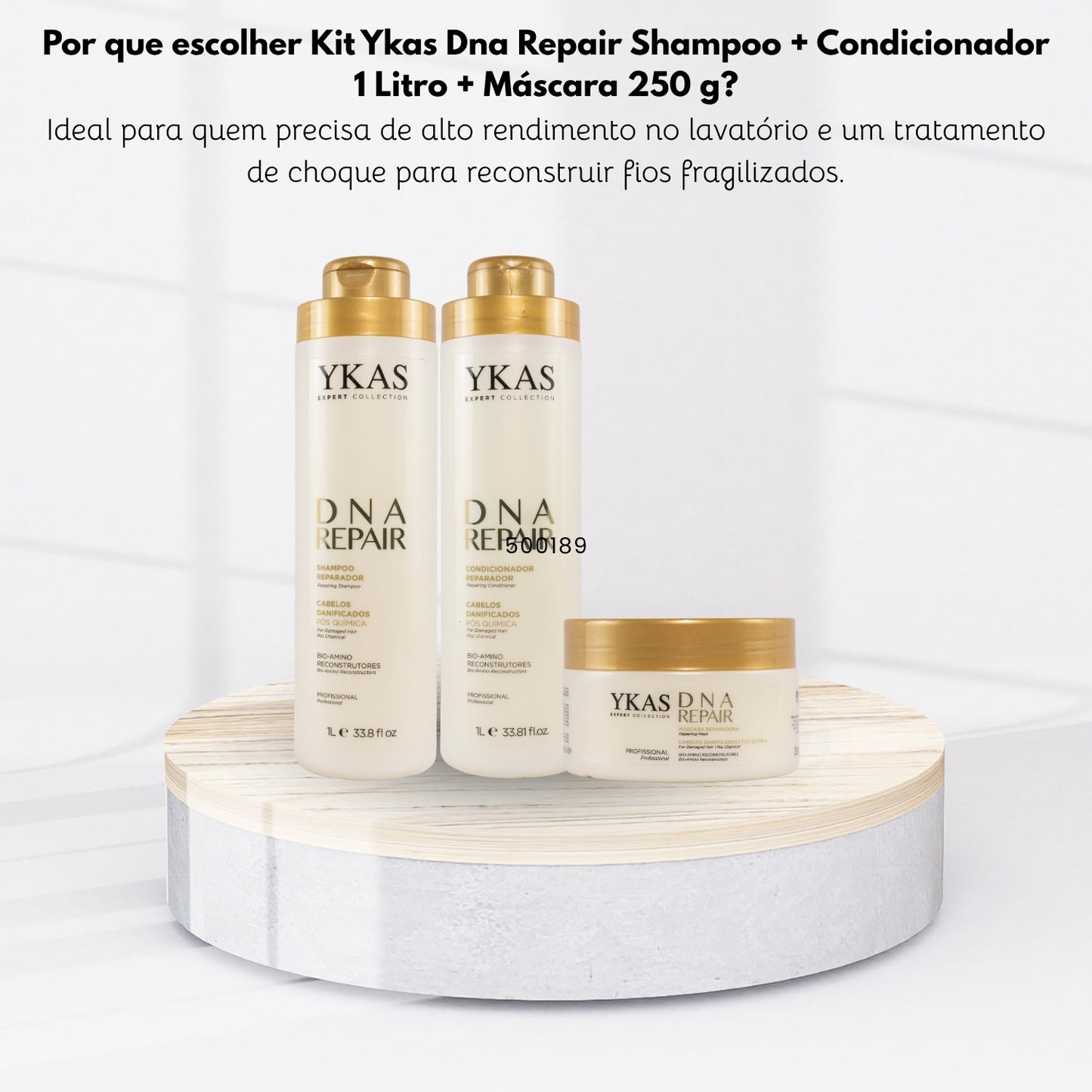Kit Ykas Dna Repair Shampoo + Condicionador 1 Litro + Máscara 250 g