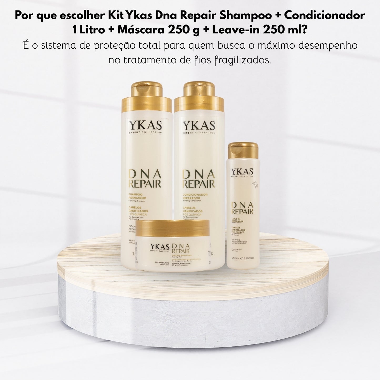 Kit Ykas Dna Repair Shampoo + Condicionador 1 Litro + Máscara 250 g + Leave-in 250 ml