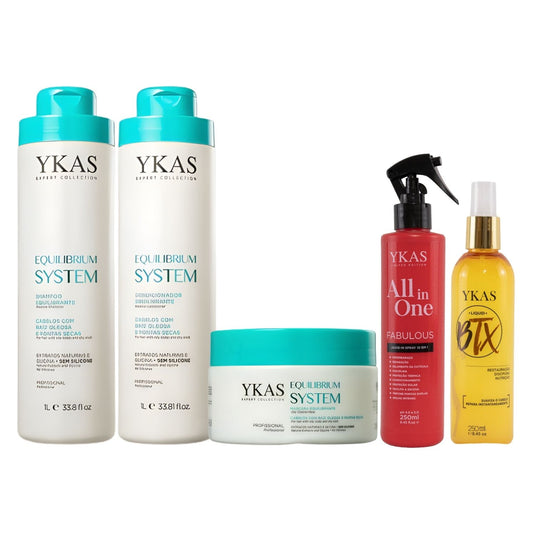 Kit Ykas Equilibrium System Grande Completo + Fabulous Hair All in One + Ykas BBtox Líquido