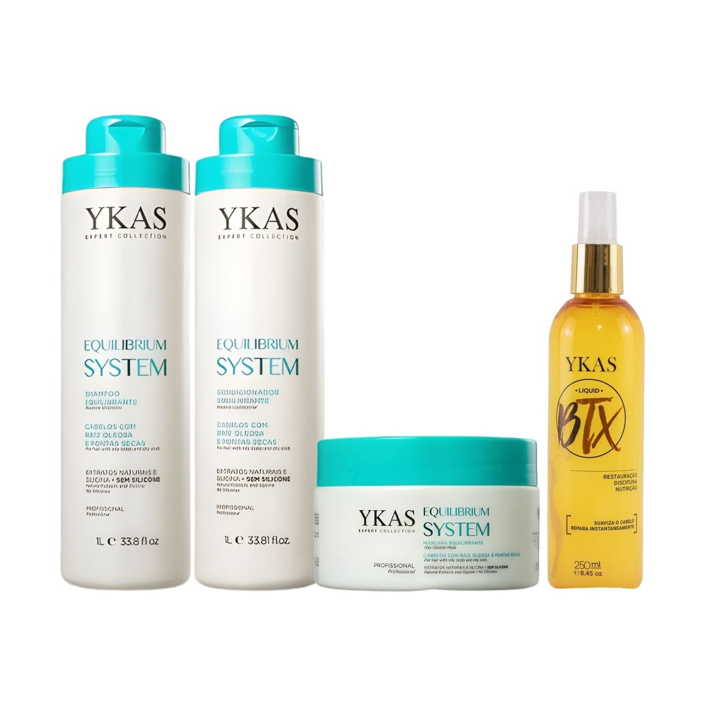 Kit Ykas Equilibrium System Grande Completo + Ykas BBtox Líquido Desmaia Cabelo 250 ml