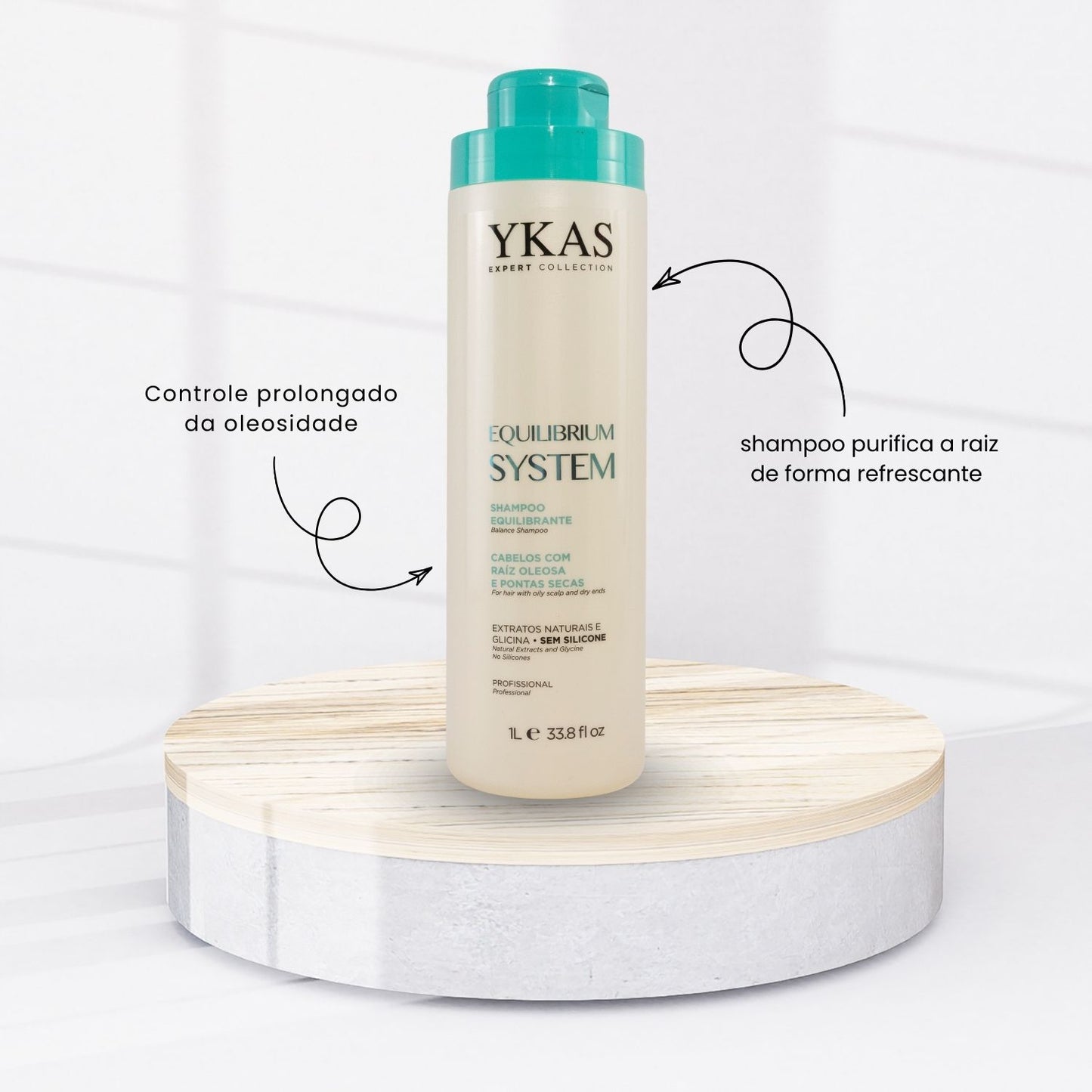Kit Ykas Equilibrium System Shampoo + Condicionador 1 Litro + Máscara 250 g