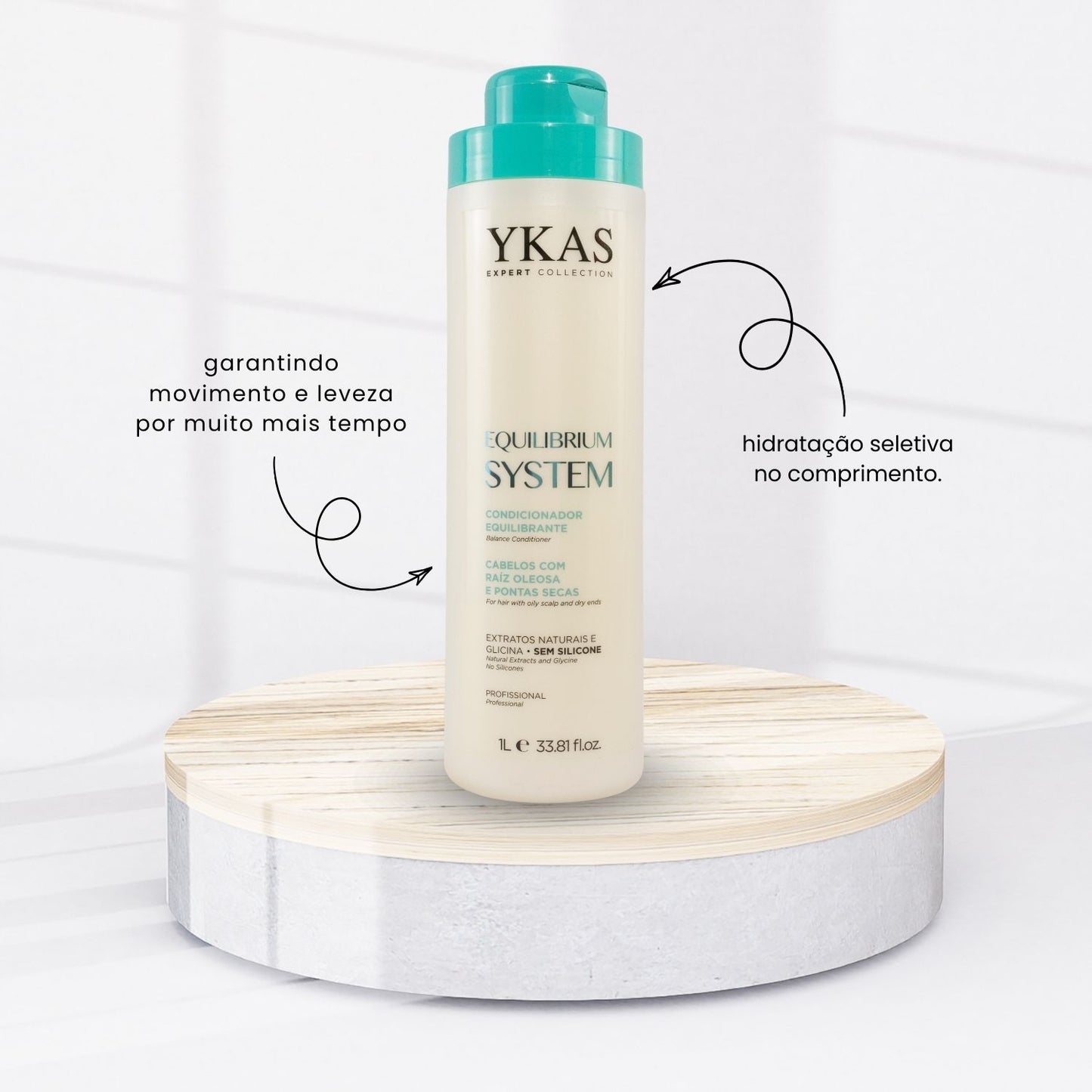 Kit Ykas Equilibrium System Shampoo + Condicionador 1 Litro + Máscara 250 g
