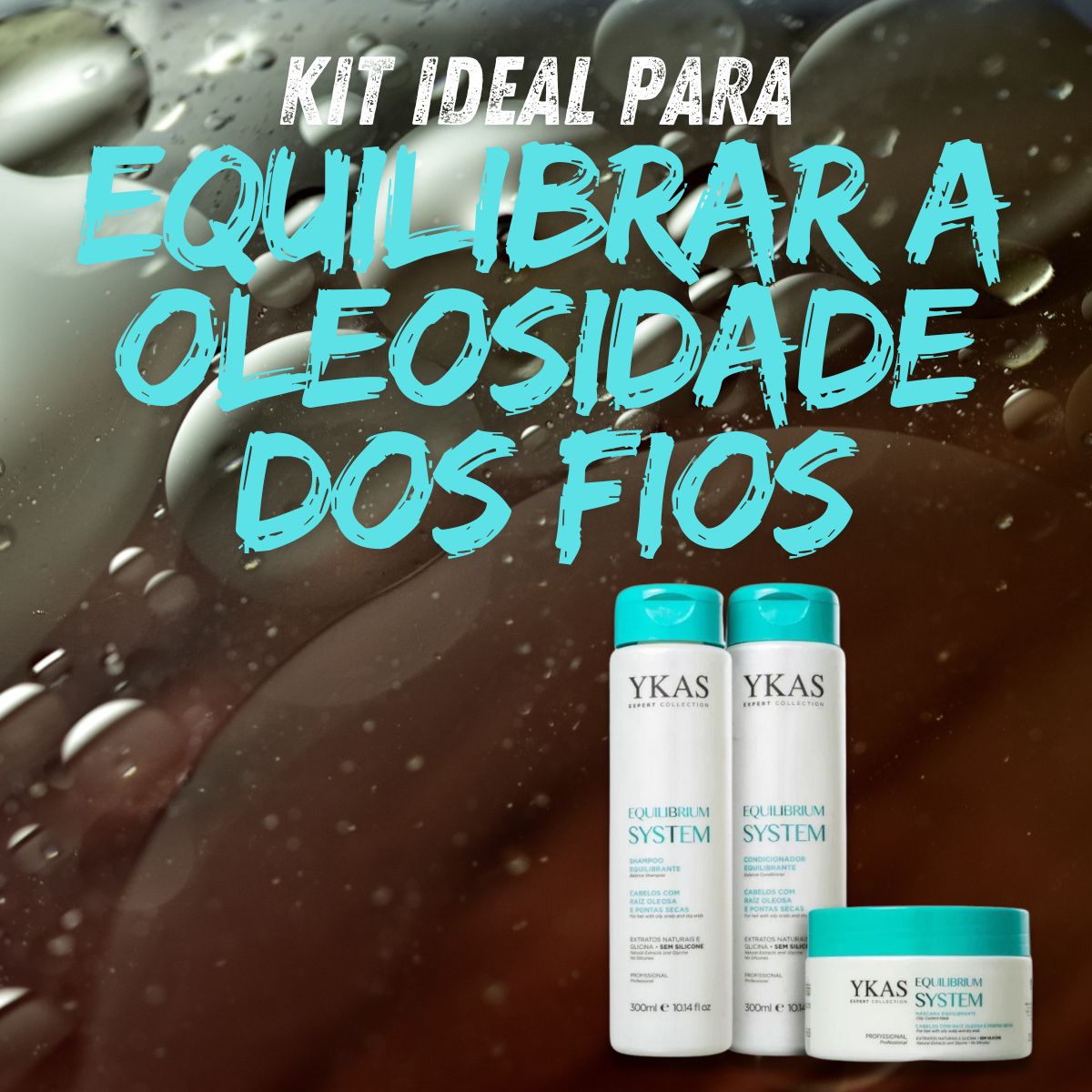 Kit Ykas Equilibrium System Shampoo + Condicionador 300 ml + Máscara 250 g