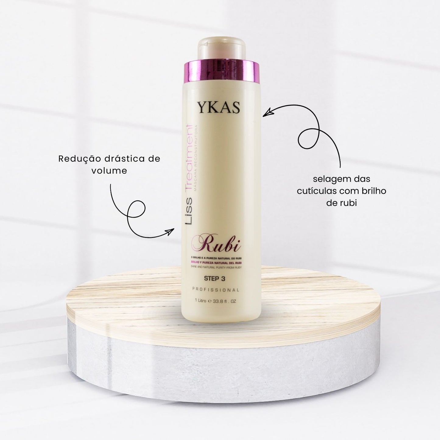 Kit Ykas Escova Progressiva Rubi (3 x 1 Litro) + Ykas Botox Capilar Líquido Tratamento 250 ml