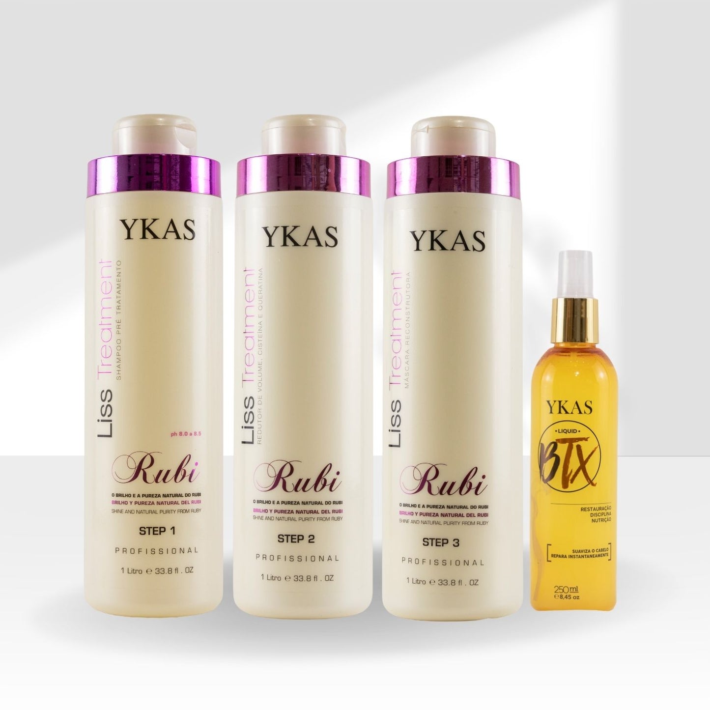 Kit Ykas Escova Progressiva Rubi (3 x 1 Litro) + Ykas Botox Capilar Líquido Tratamento 250 ml