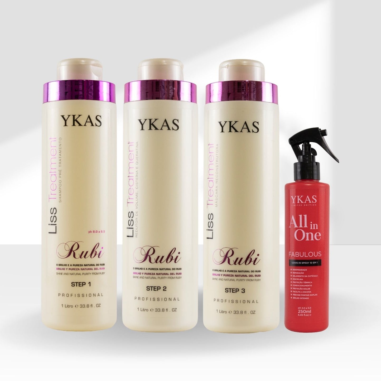 Kit Ykas Escova Progressiva Rubi (3 x 1 Litro) + Ykas Fabulous All In One