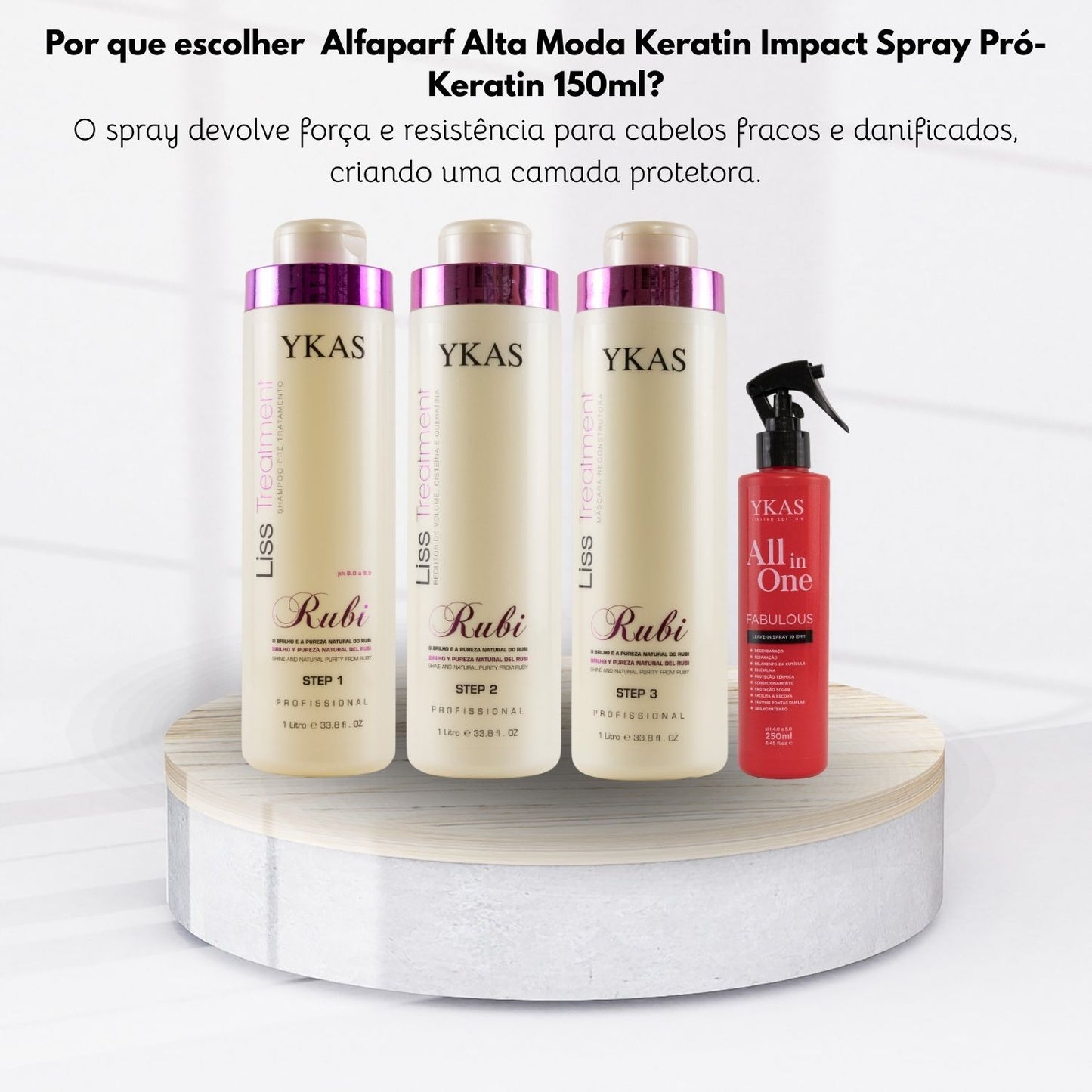 Kit Ykas Escova Progressiva Rubi (3 x 1 Litro) + Ykas Fabulous All In One