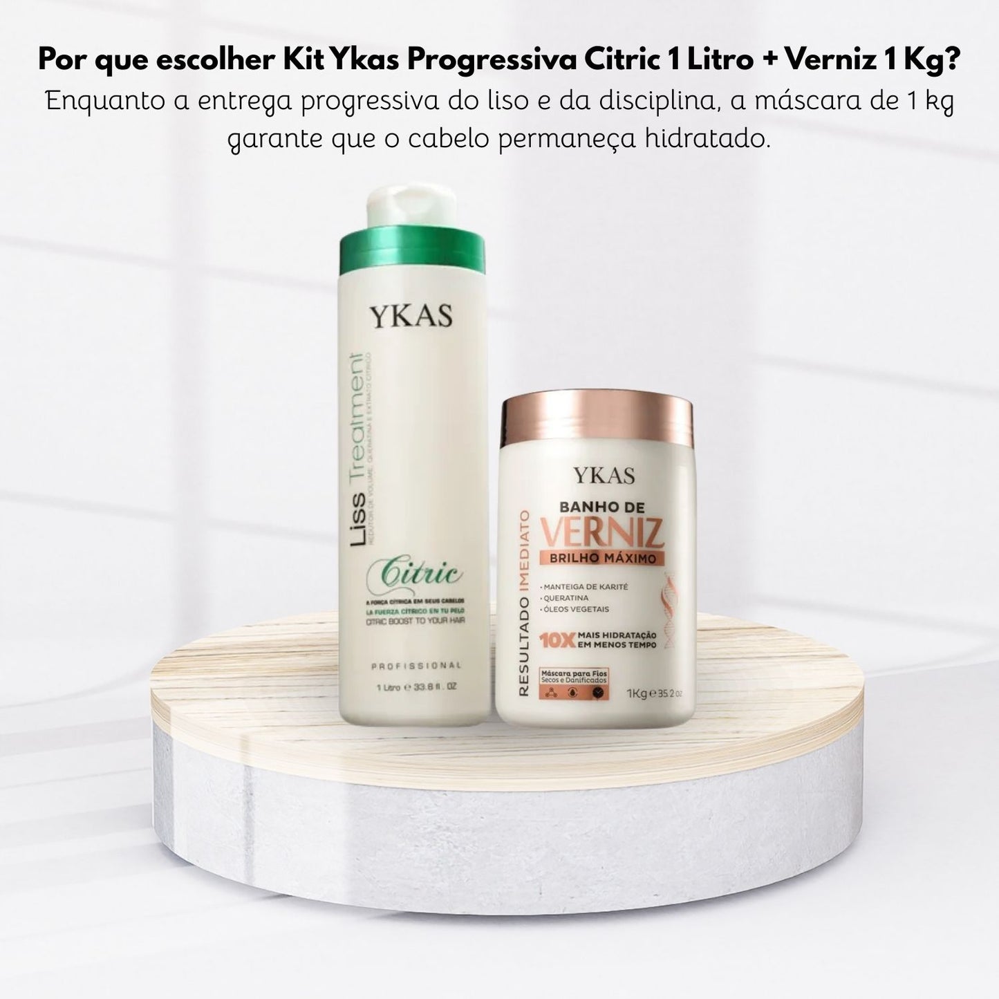 Kit Ykas Progressiva Citric 1 Litro + Verniz 1 Kg