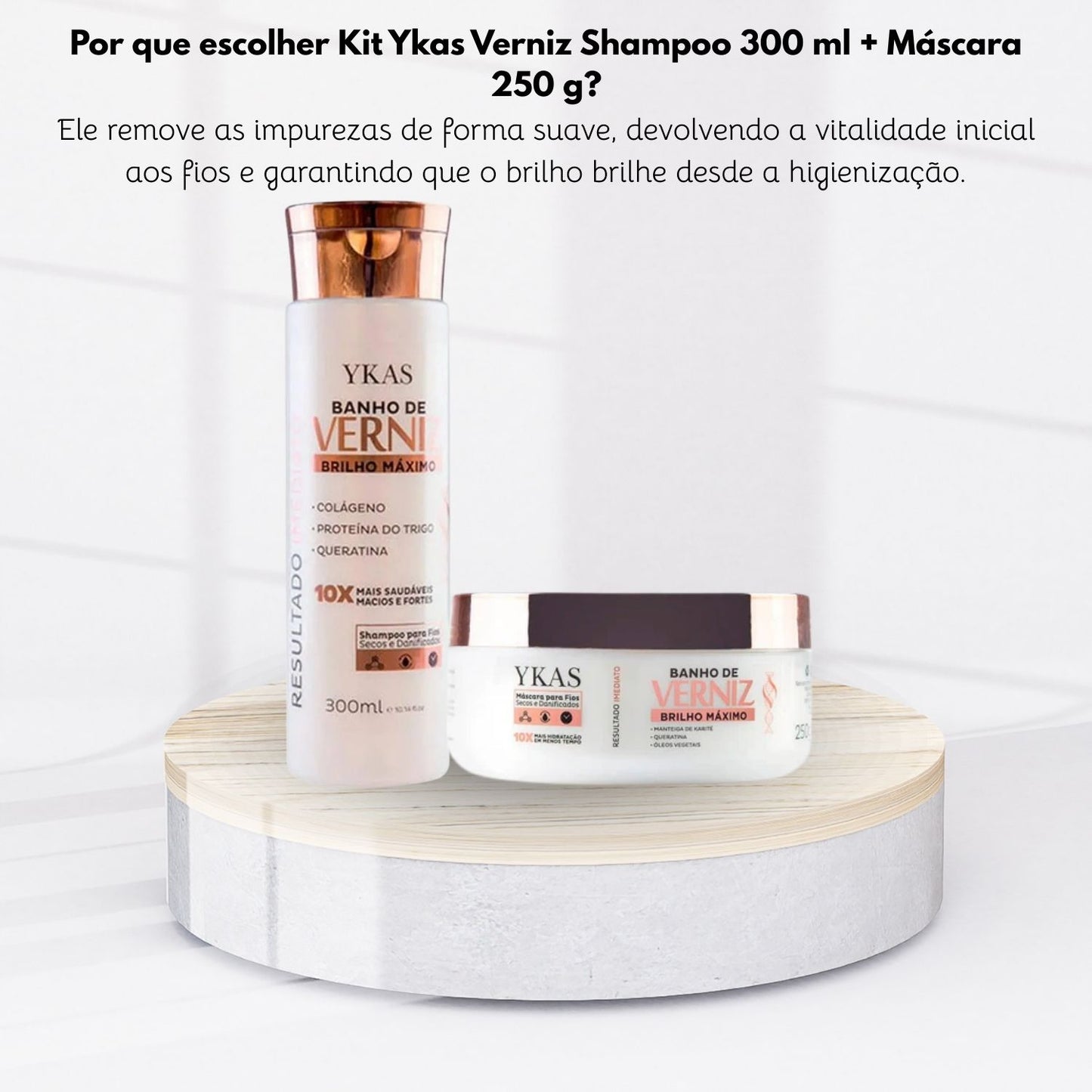 Kit Ykas Verniz Shampoo 300 ml + Máscara 250 g