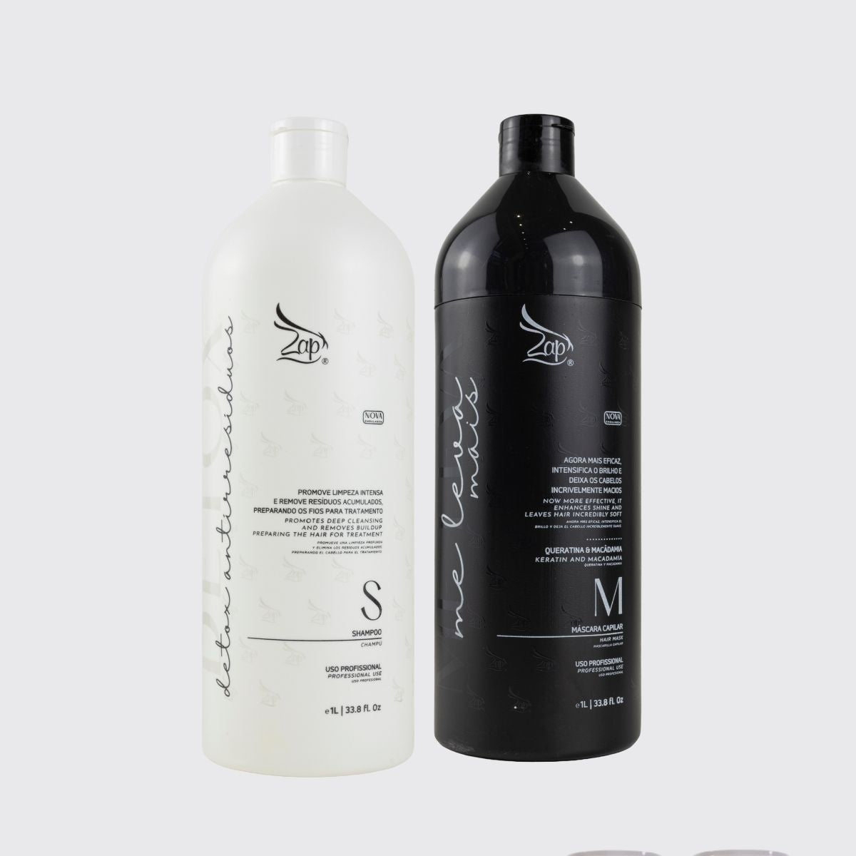 Progressiva Zap Detox Antirresíduos Me Leva Shampoo e Máscara 2 x 1 Litro