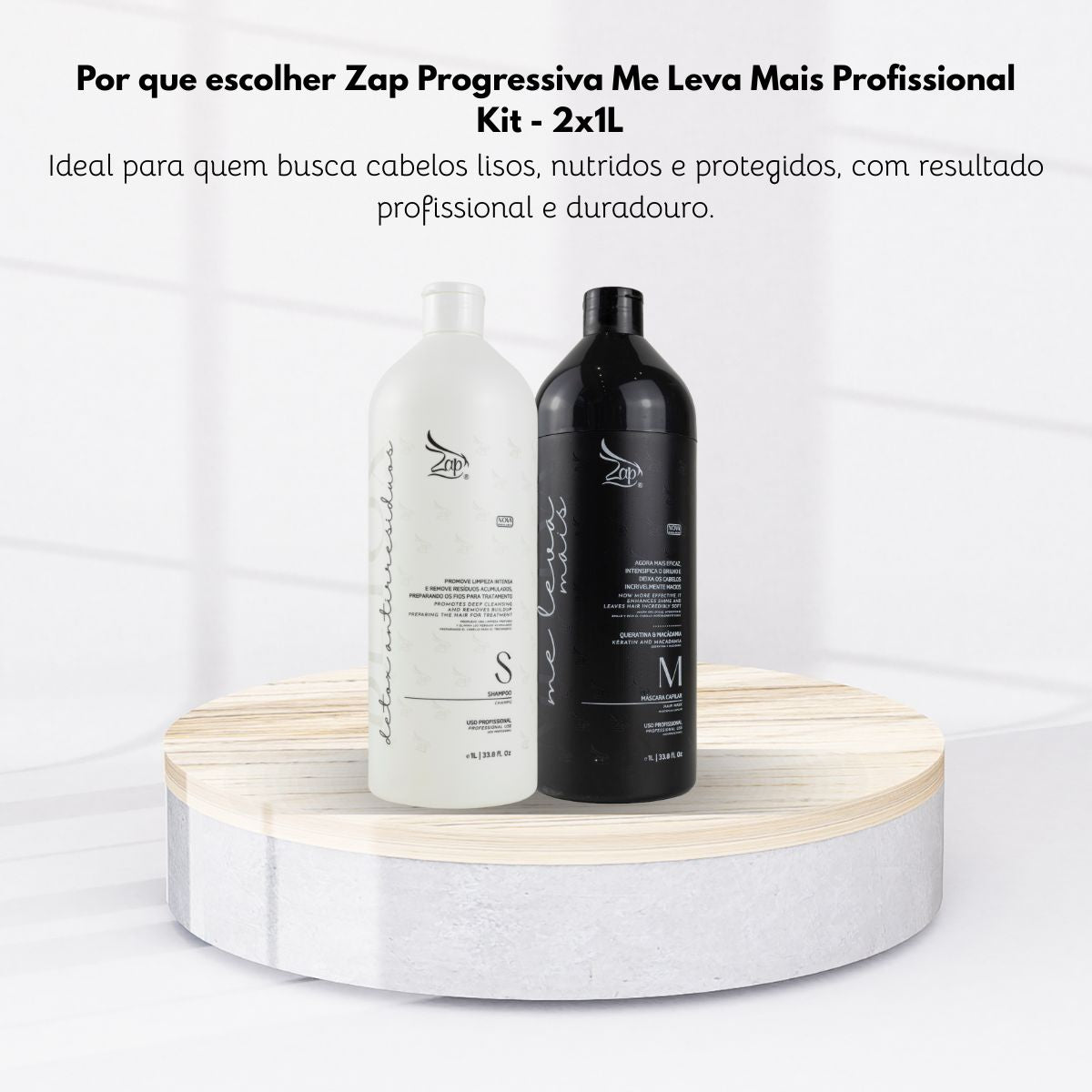 Progressiva Zap Detox Antirresíduos Me Leva Shampoo e Máscara 2 x 1 Litro