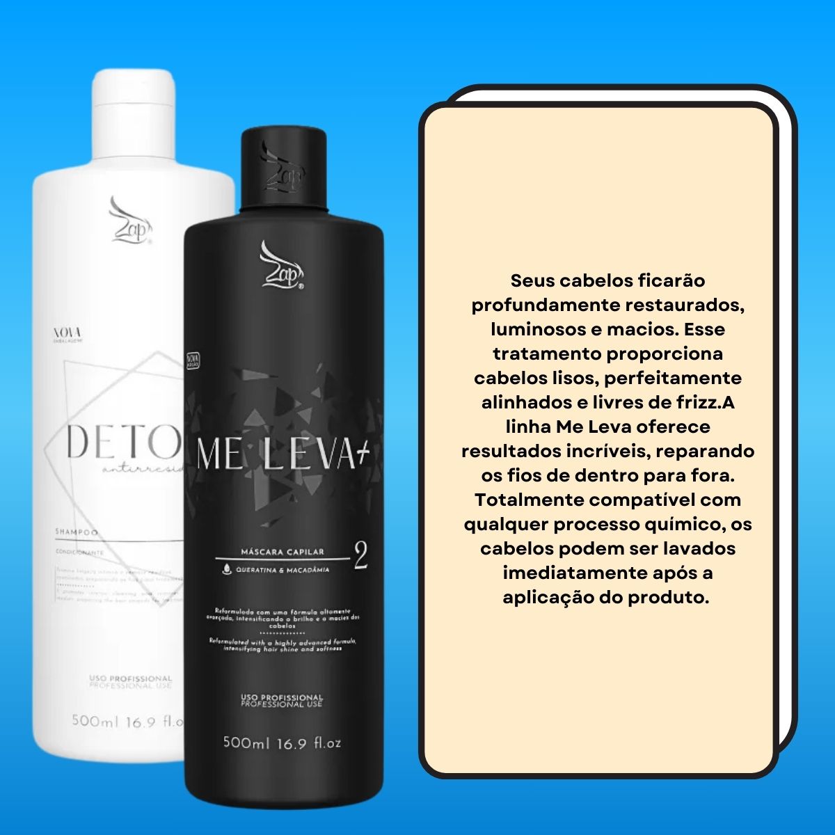 Progressiva Zap Me Leva+ Shampoo e Máscara (2 x 500 ml)