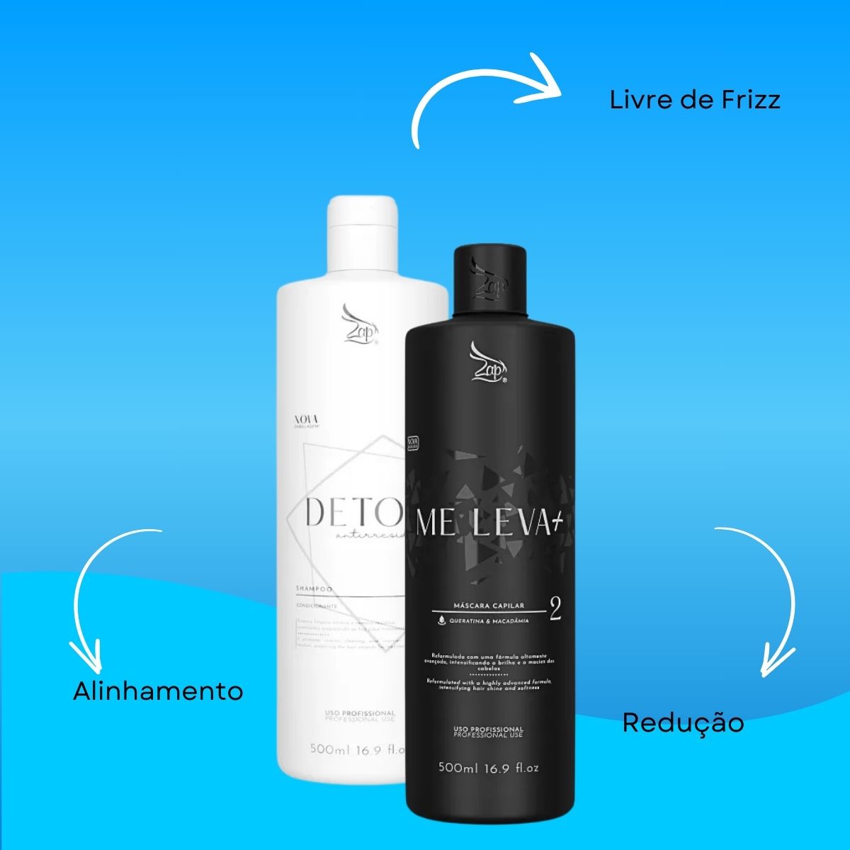 Progressiva Zap Me Leva+ Shampoo e Máscara (2 x 500 ml)