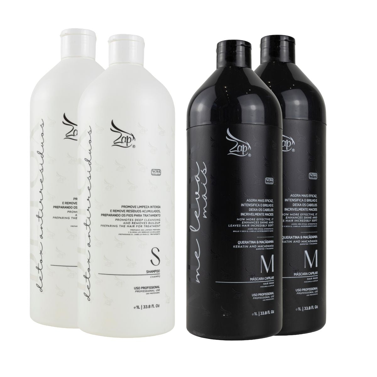 Kit Zap Me Leva+ 2 Shampoo e Máscara (2 x 1 Litro)