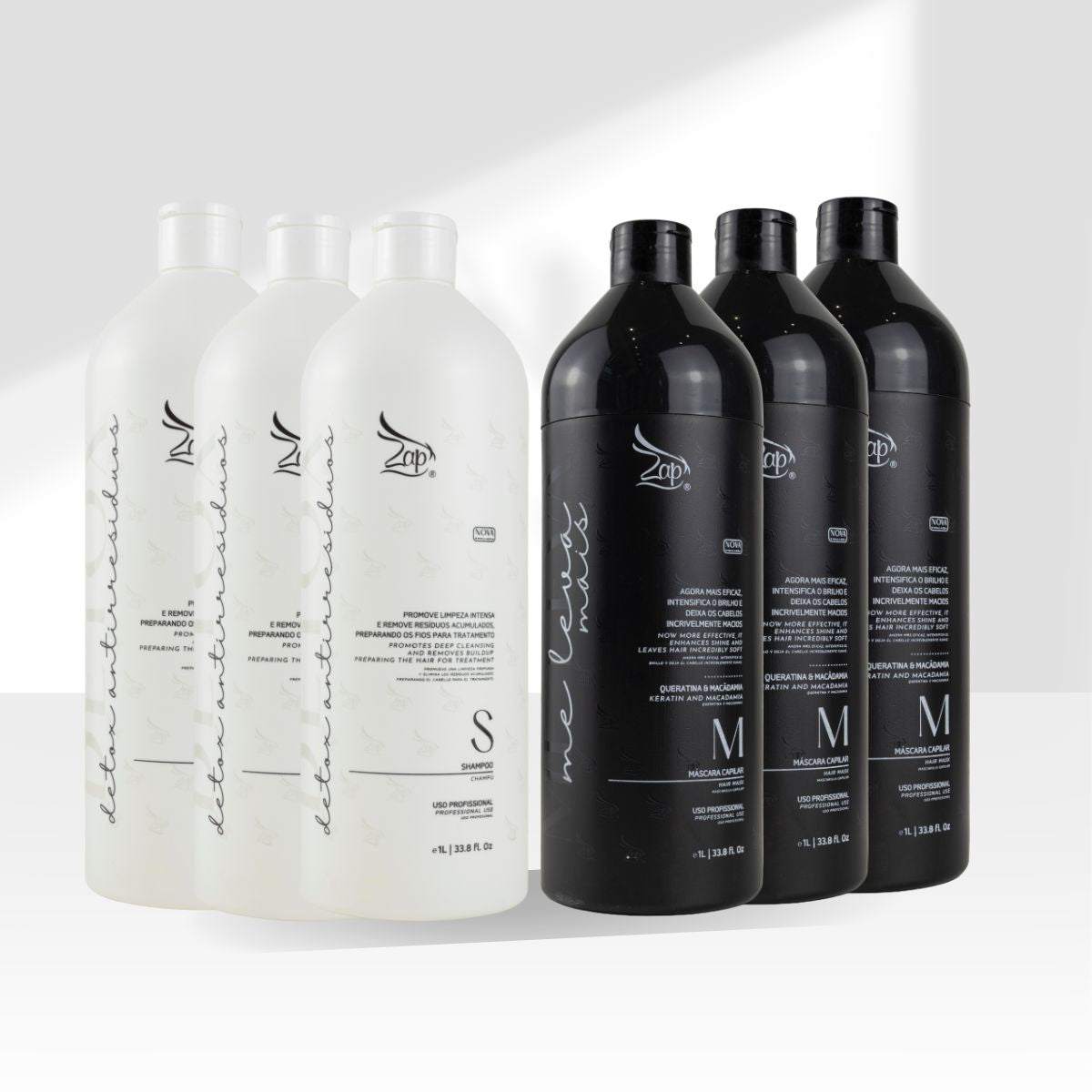 Kit Zap Me Leva+ 3 Shampoo e Máscara (2 x 1 Litro)