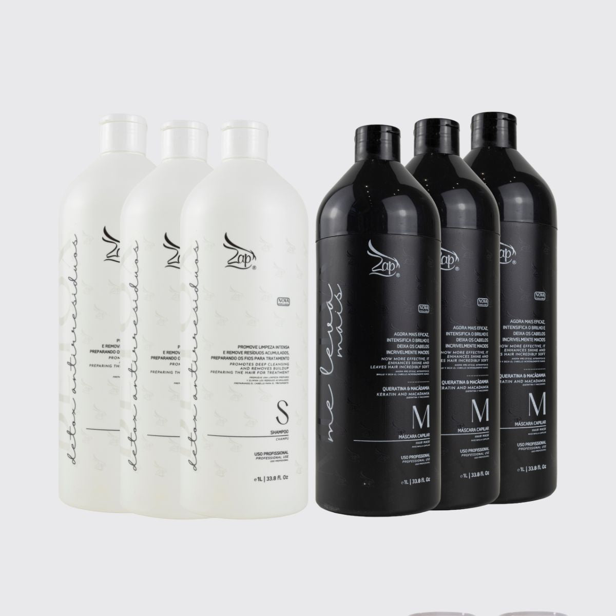 Kit Zap Me Leva+ 3 Shampoo e Máscara (2 x 1 Litro)