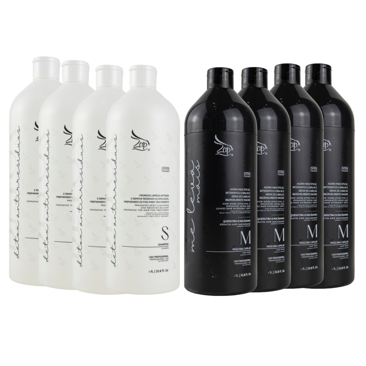 Kit Zap Me Leva+ 4 Shampoo e Máscara (2 x 1 Litro)