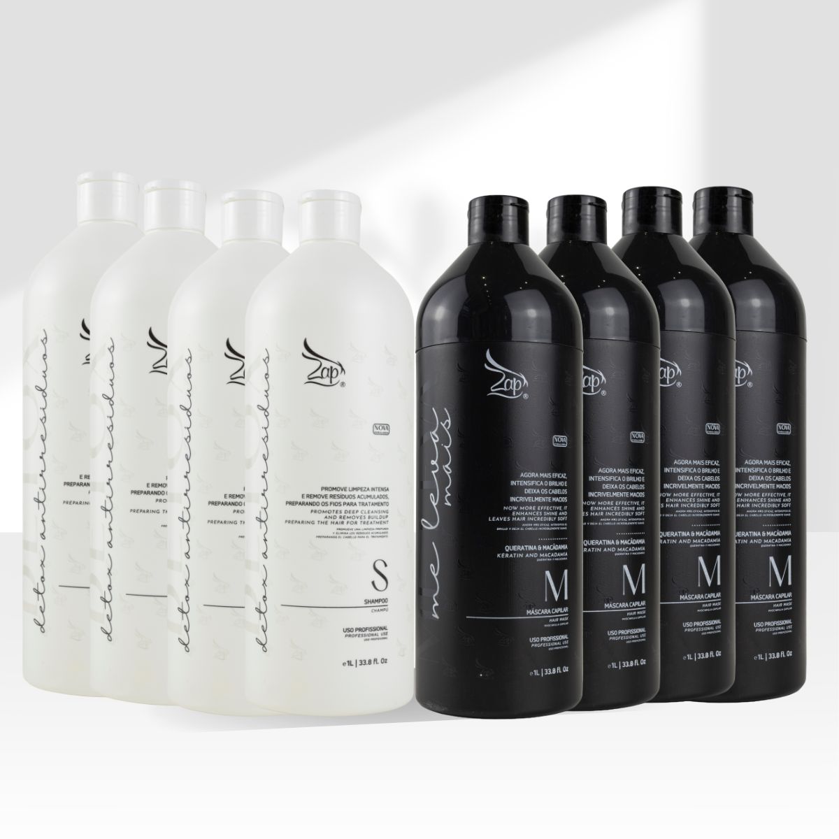 Kit Zap Me Leva+ 4 Shampoo e Máscara (2 x 1 Litro)