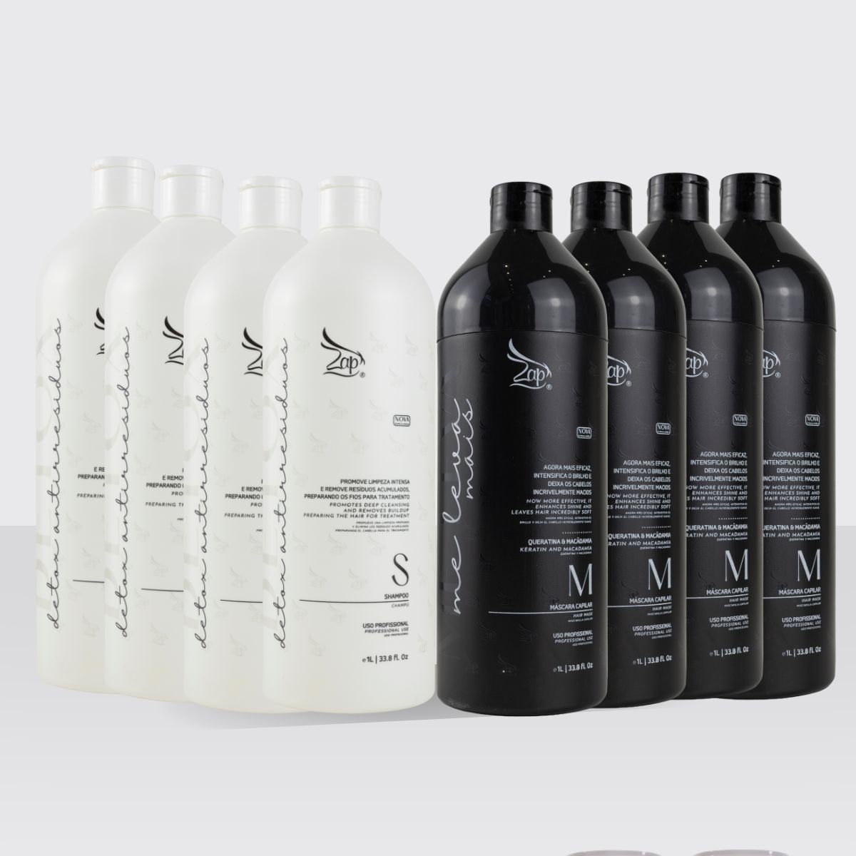 Kit Zap Me Leva+ 4 Shampoo e Máscara (2 x 1 Litro)